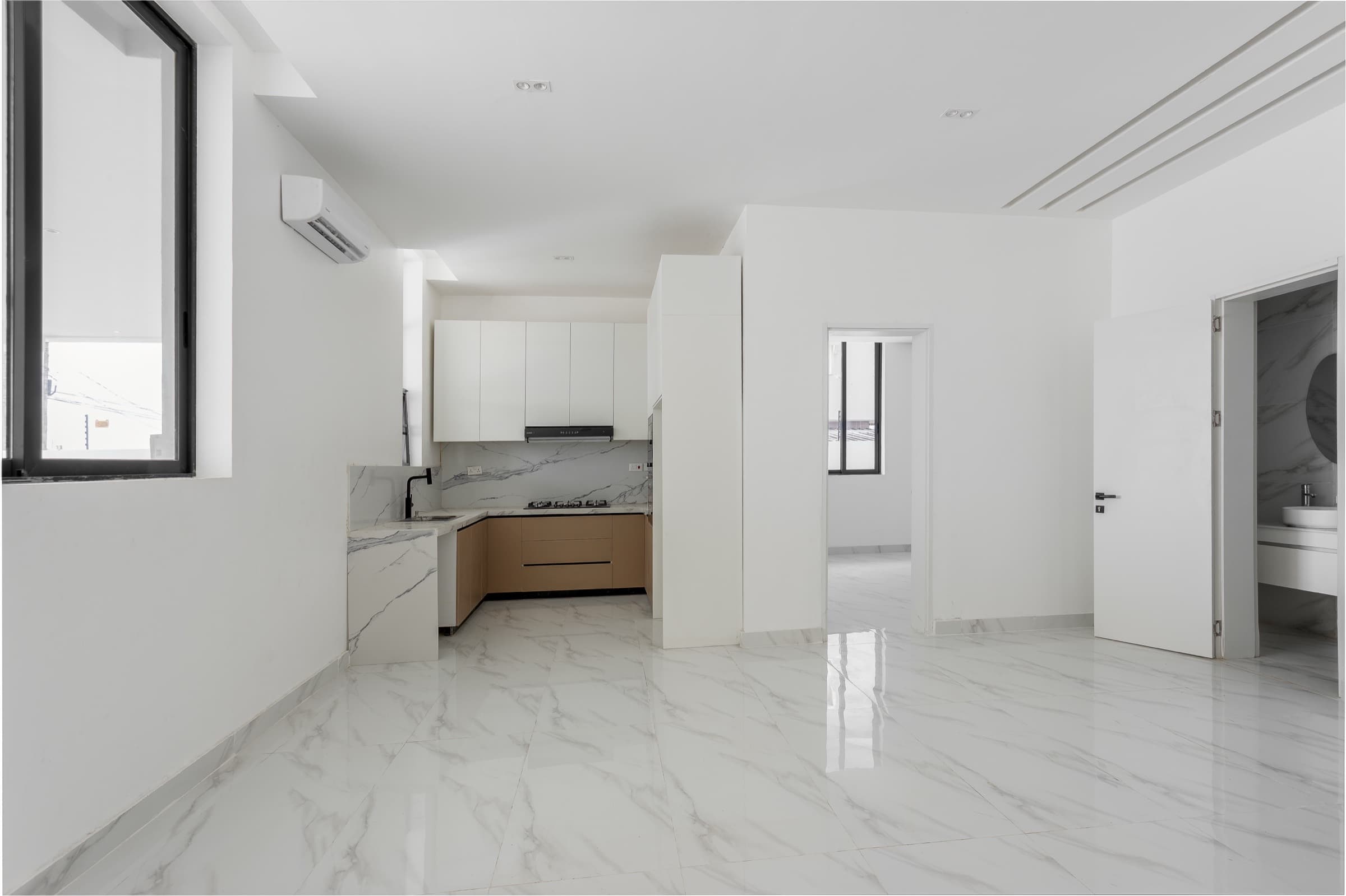 Ashfort apartment kitchen and living area
