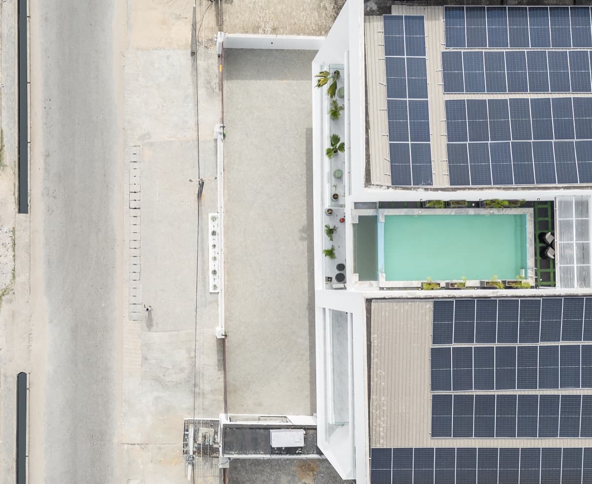 Solar panels and pool