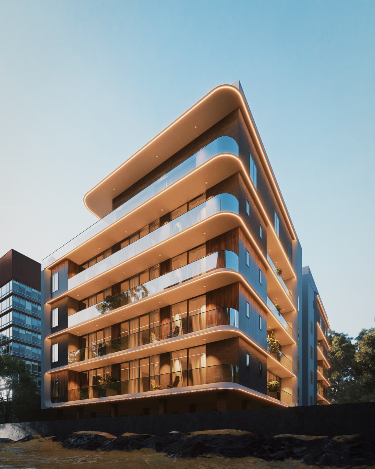 Corner elevation